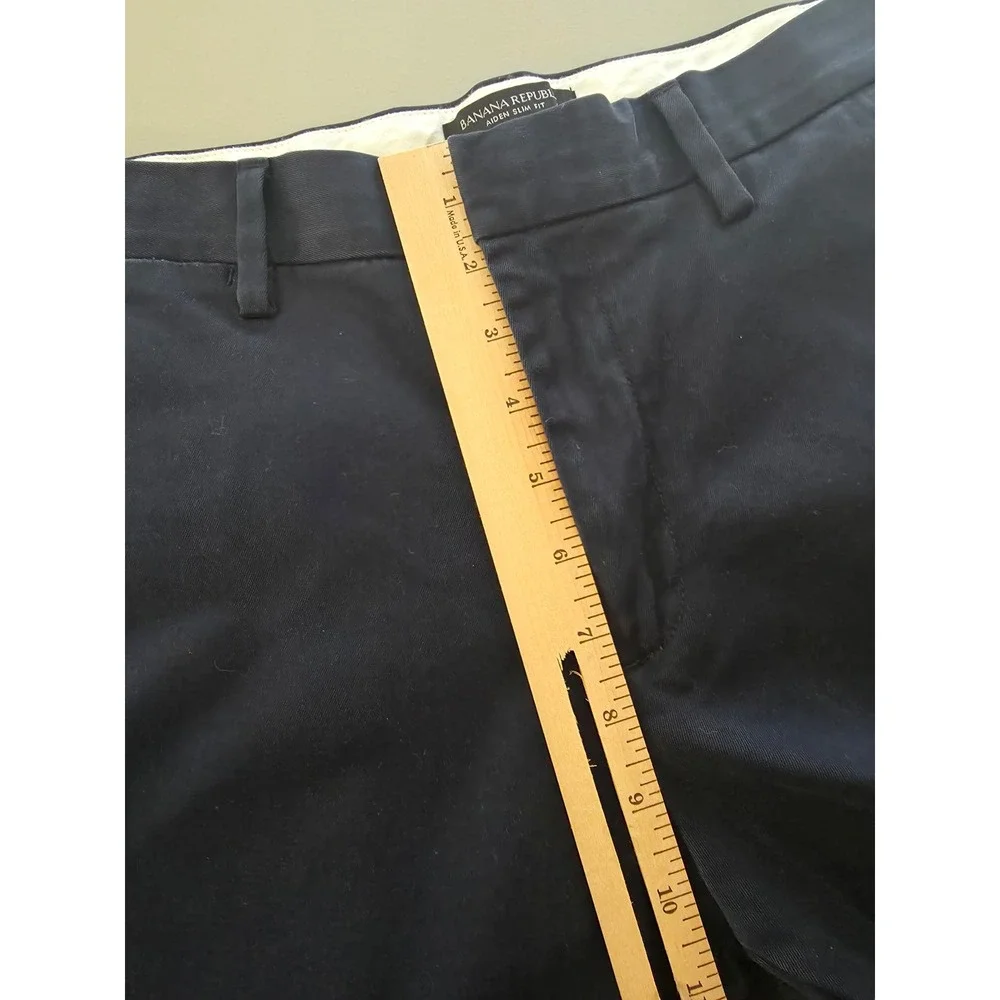 Banana Republic Aiden Chino Pants Mens 32 X 32 Blue Slim Fit Flat Front Trouser